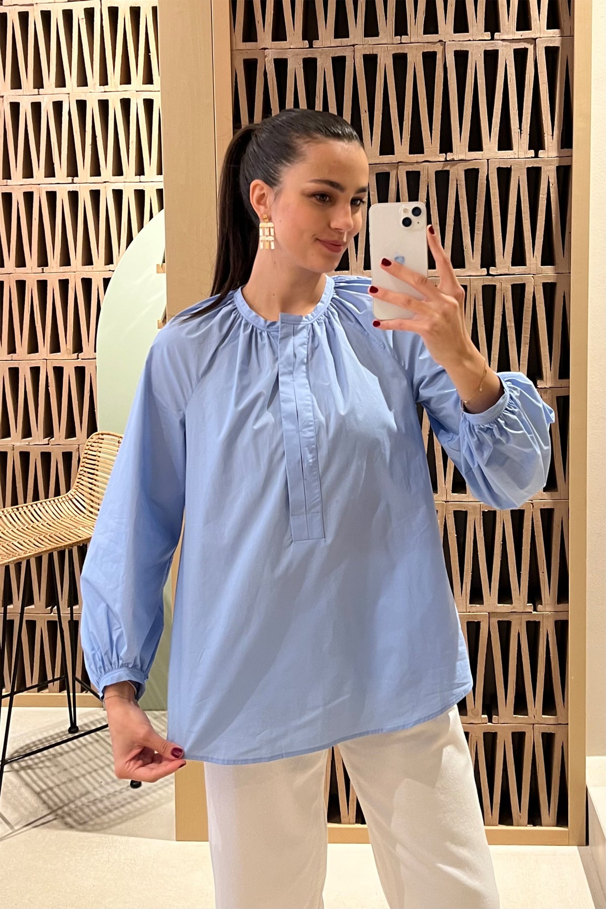 COTTON BLOUSE WITH BALLOON SLEEVES CIEL