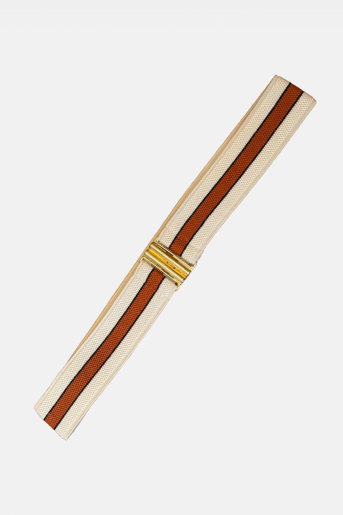 ELASTIC BELT “STRIPES“ ECRU/CINNAMON