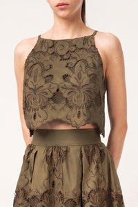 CROPPED LACE TOP "DANTELA" KHAKI