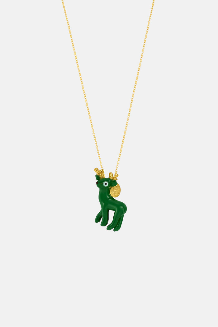 ENAMEL NECKLACE "DEER" GREEN
