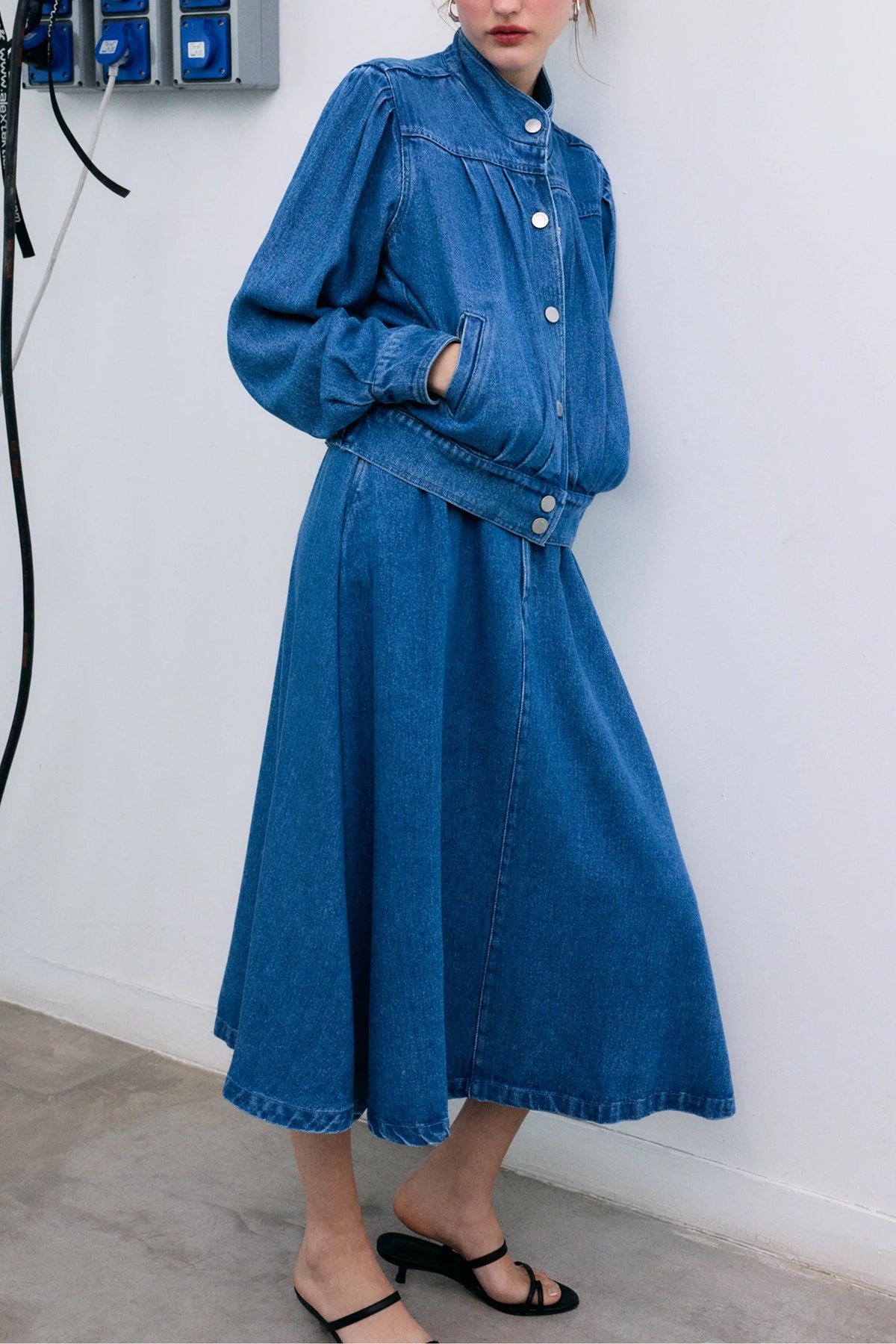 TENCEL DENIM JACKET MID BLUE