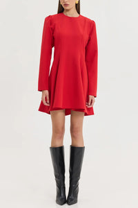FITTED MINI DRESS HOT RED