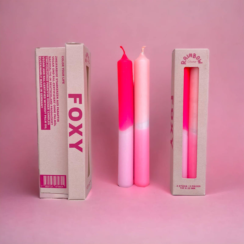 CANDLE DUO "FOXY" ROSE/FLUO PINK