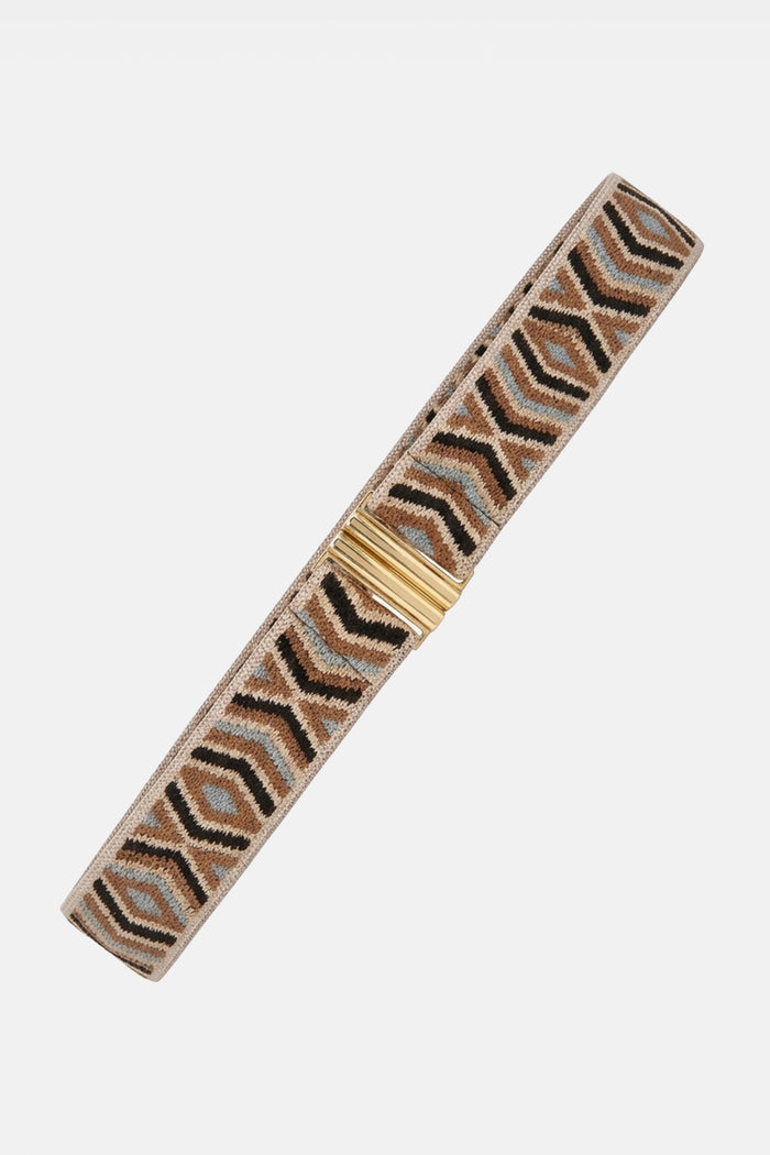 ELASTIC BELT “IKAT“ BROWN/BLUE/TAUPE
