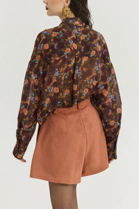OVERSIZED CHIFFON BLOUSE "FLOWERS" MULTICOLOR