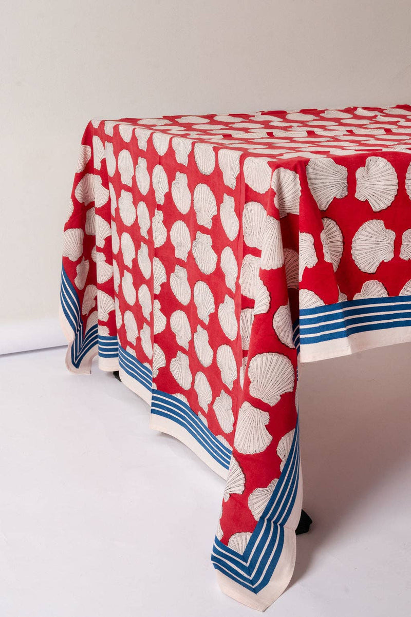 TABLECLOTH "SHELL" RED/WHITE