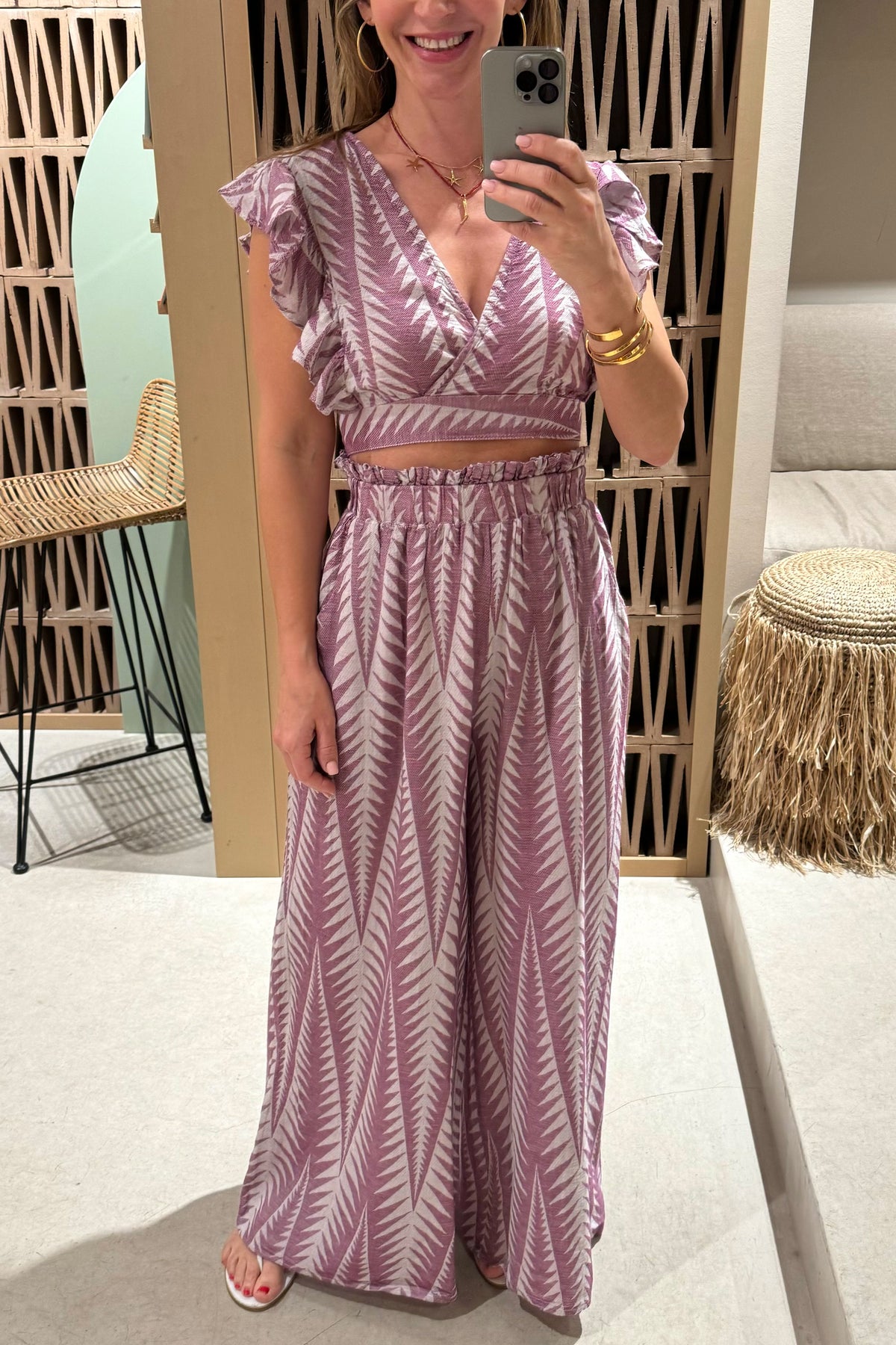 CROP TOP WITH RUFFLES "FINIKAS" PURPLE