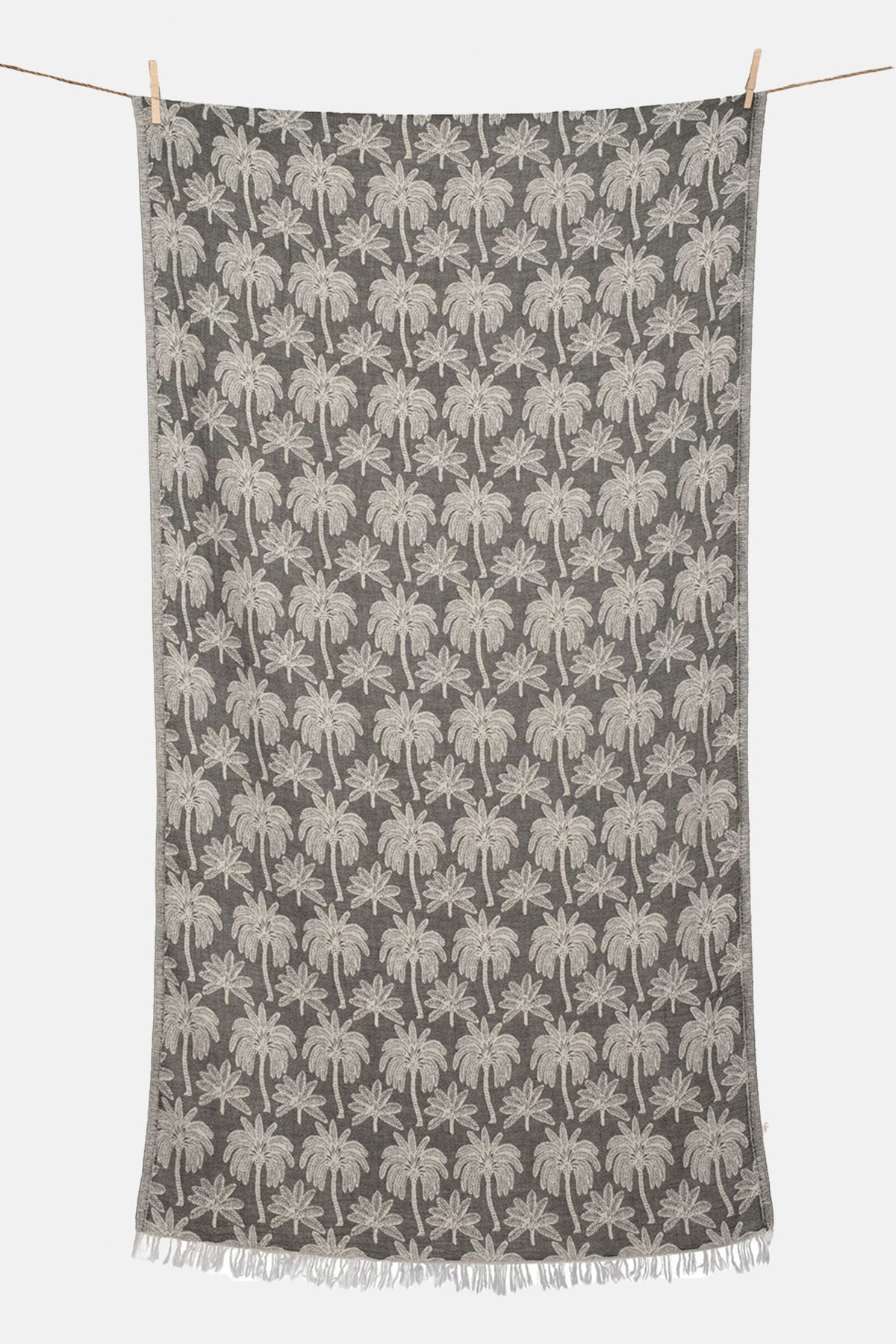 WOVEN BEACH TOWEL "FINIKAS" BLACK