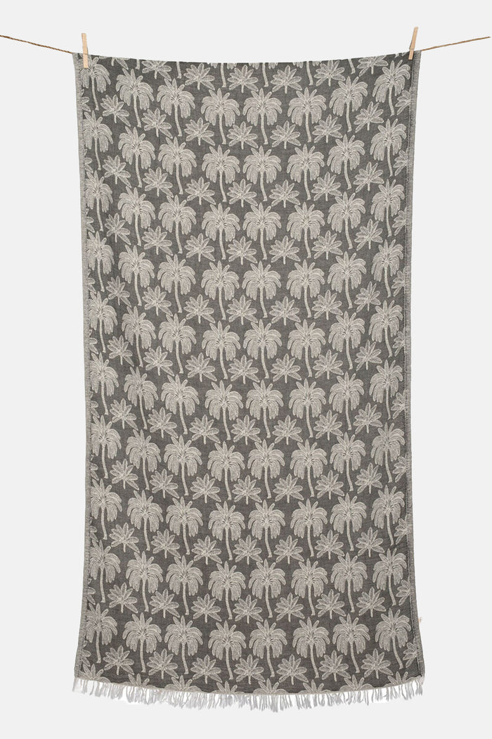 WOVEN BEACH TOWEL "FINIKAS" BLACK