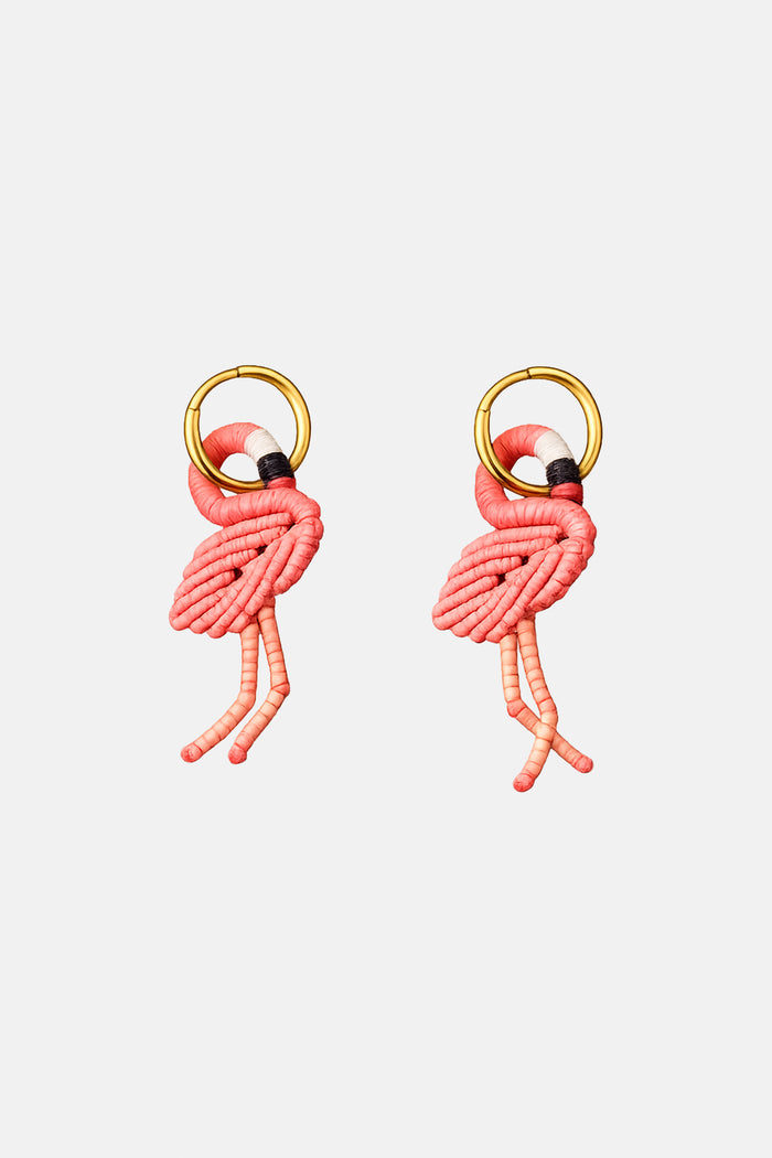 MACRAME EARRINGS "FLAMINGO" GOLD/CORAL