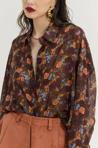 OVERSIZED CHIFFON BLOUSE "FLOWERS" MULTICOLOR