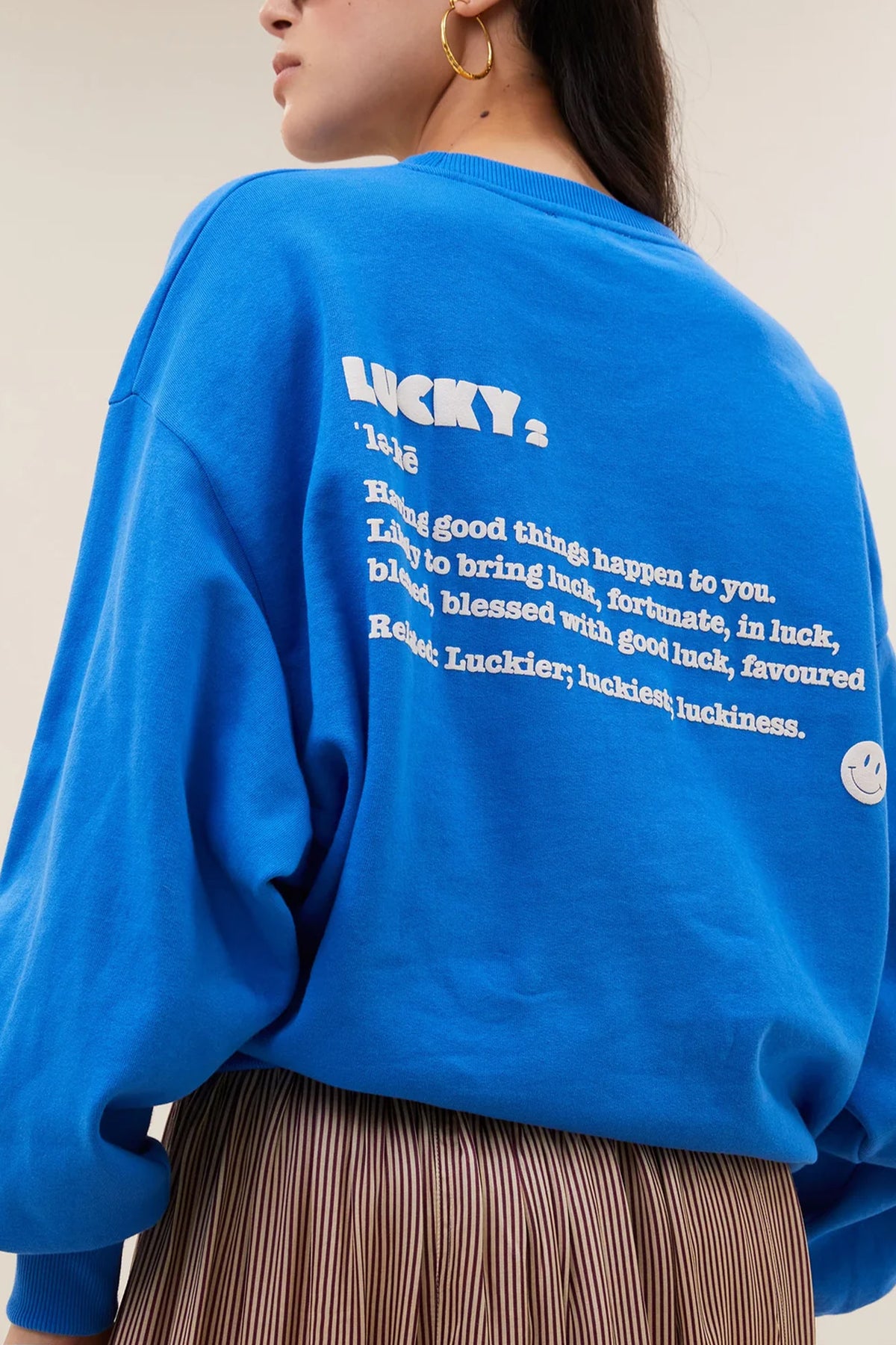 OVERSIZED COTTON SWEATER "LUCKY" FRENCH BLUE