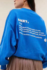 OVERSIZED COTTON SWEATER "LUCKY" FRENCH BLUE