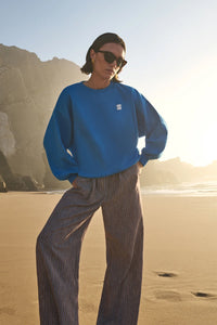 OVERSIZED COTTON SWEATER "LUCKY" FRENCH BLUE