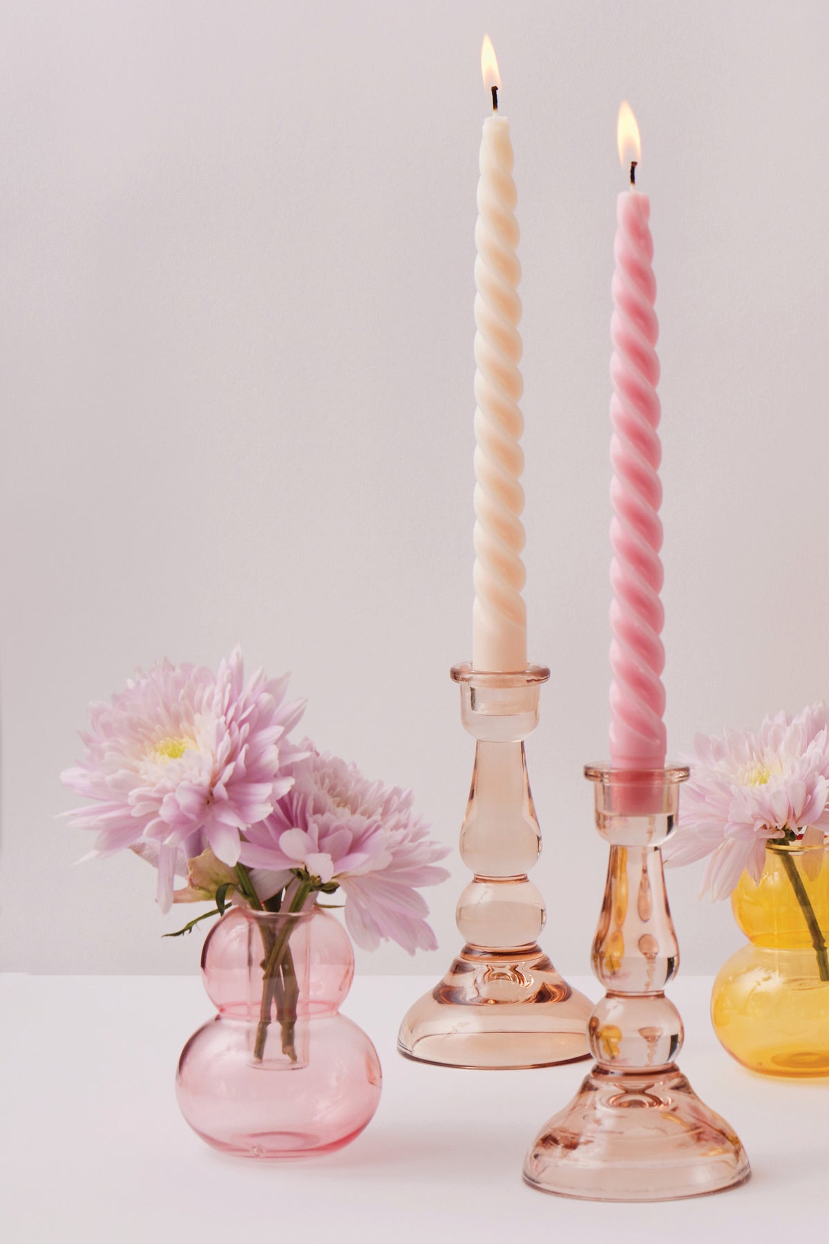 GLASS CANDLE HOLDER ROSE