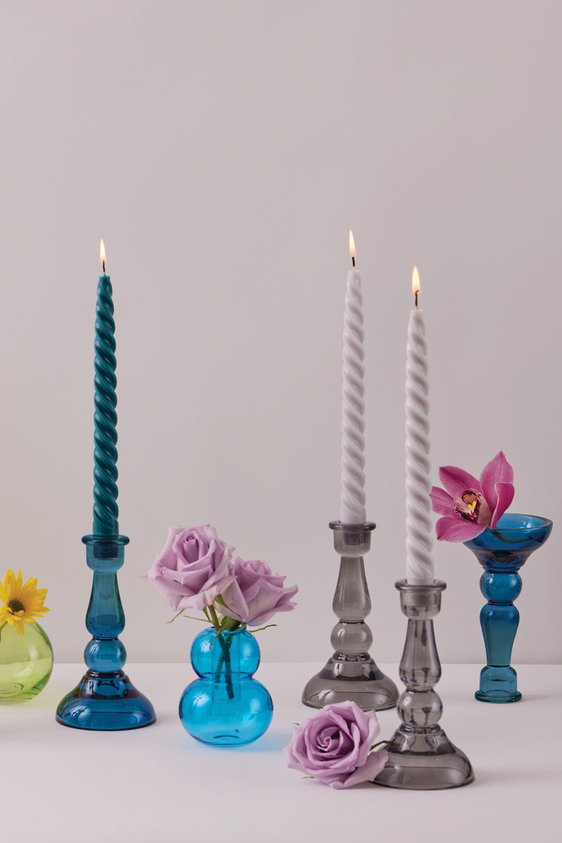 GLASS CANDLE HOLDER BLUE