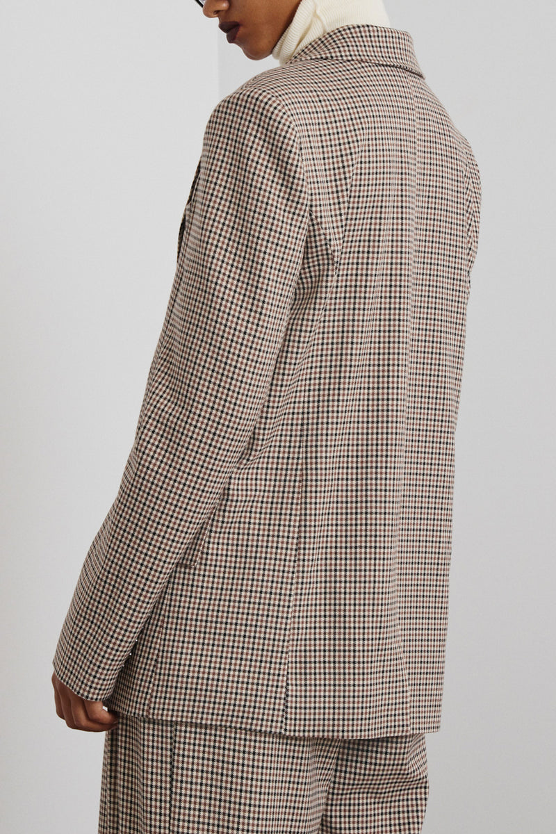 OVERSIZED GLENCHECK BLAZER BLACK/BROWN/BEIGE