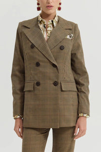 LONG OVERSIZED GLENCHECK BLAZER WITH PAISLEY LINING