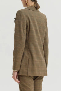 LONG OVERSIZED GLENCHECK BLAZER WITH PAISLEY LINING