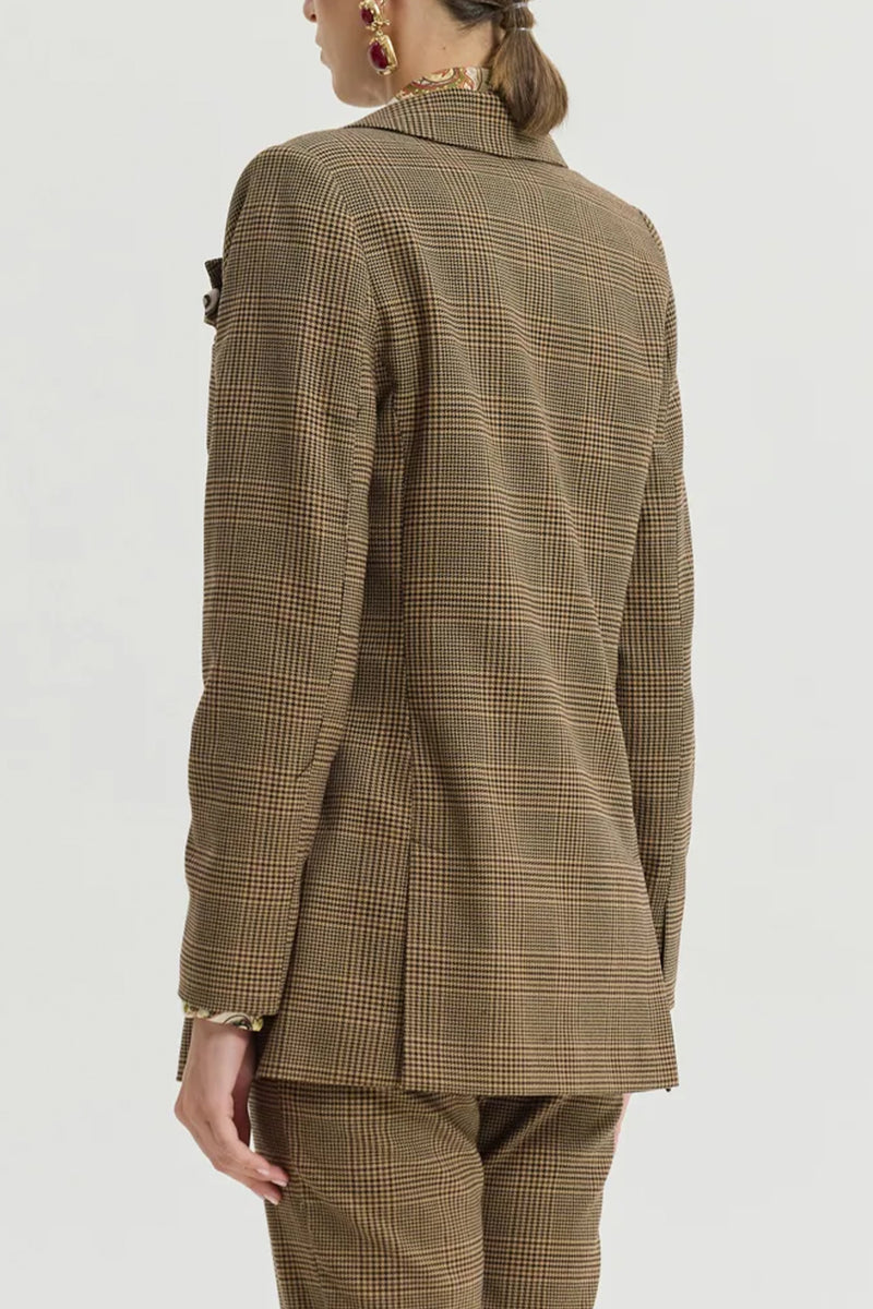 LONG OVERSIZED GLENCHECK BLAZER WITH PAISLEY LINING