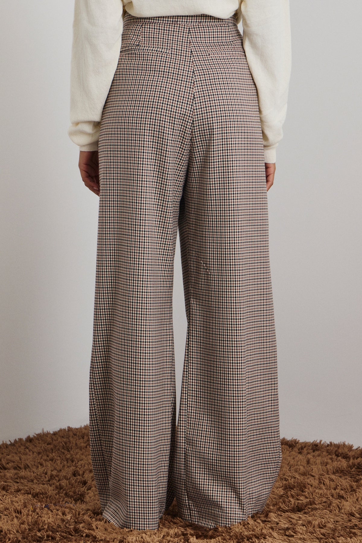 HIGH WAIST GLENCHECK PANTS BLACK/BROWN/BEIGE