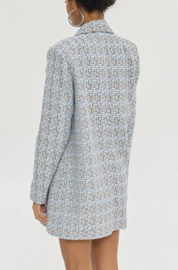 OVERSIZED BOUCLE BLAZER "SENEGAL" WITH STRIPED JACKET LINING