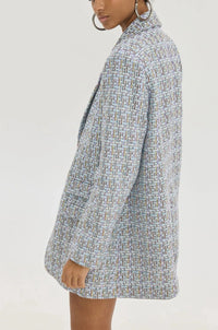 OVERSIZED BOUCLE BLAZER "SENEGAL" WITH STRIPED JACKET LINING