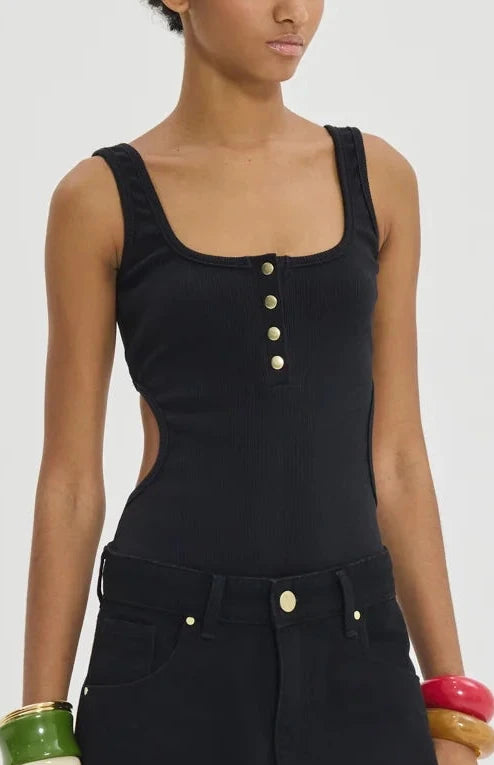 CUT-OUT TANK TOP BODY BLACK