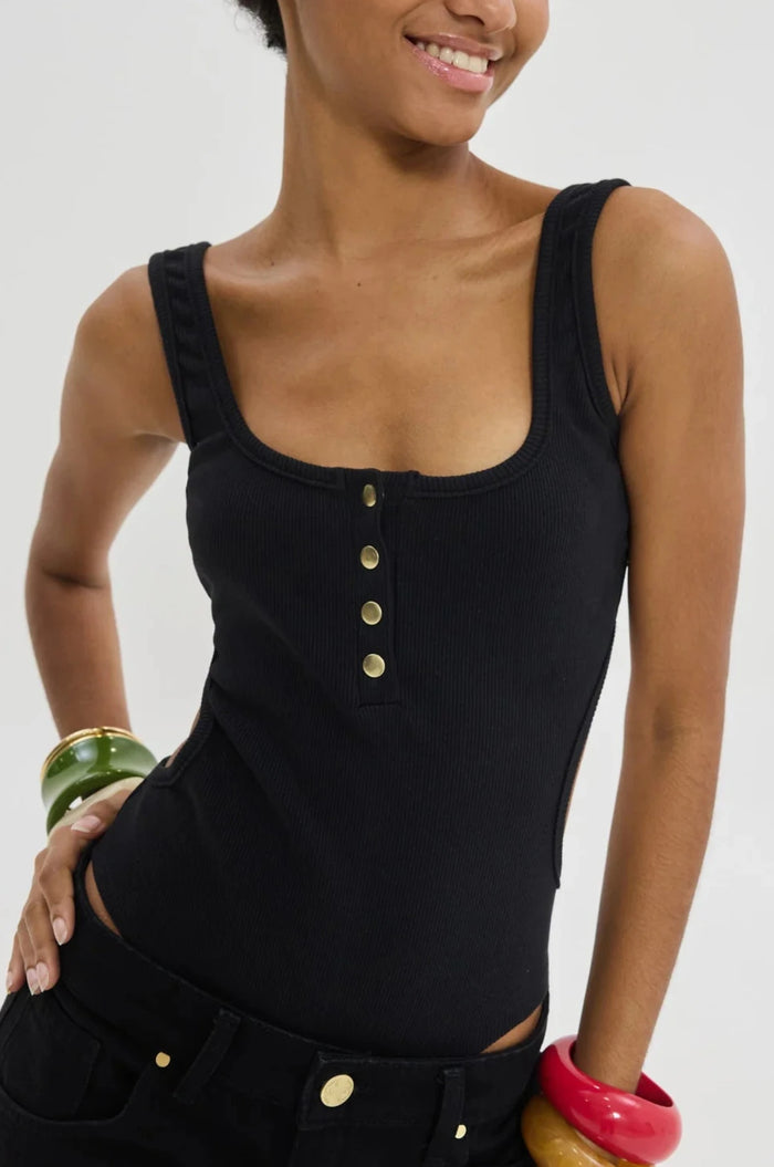 CUT-OUT TANK TOP BODY BLACK