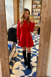 FITTED MINI DRESS HOT RED