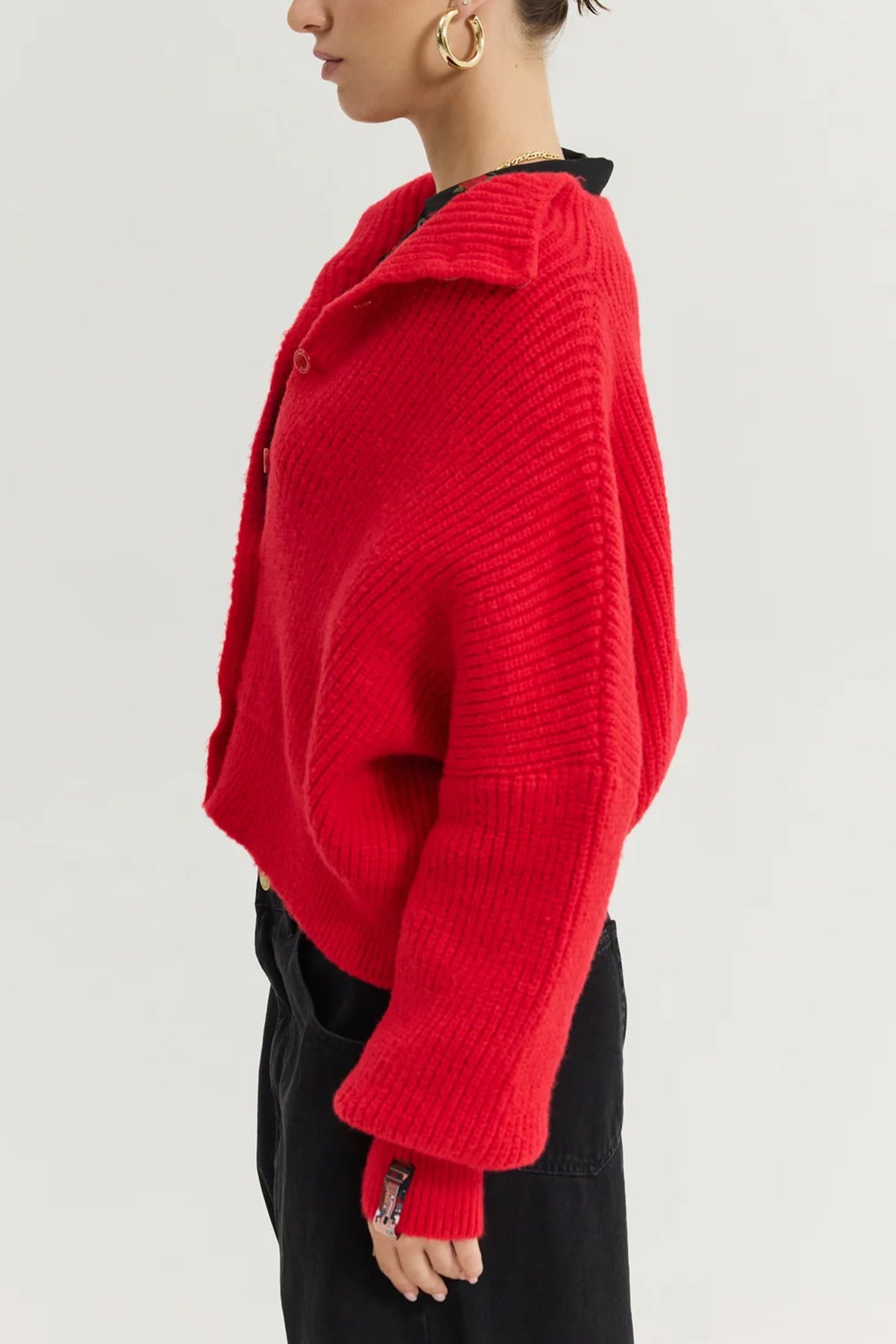 OVERSIZED CARDIGAN HOT RED