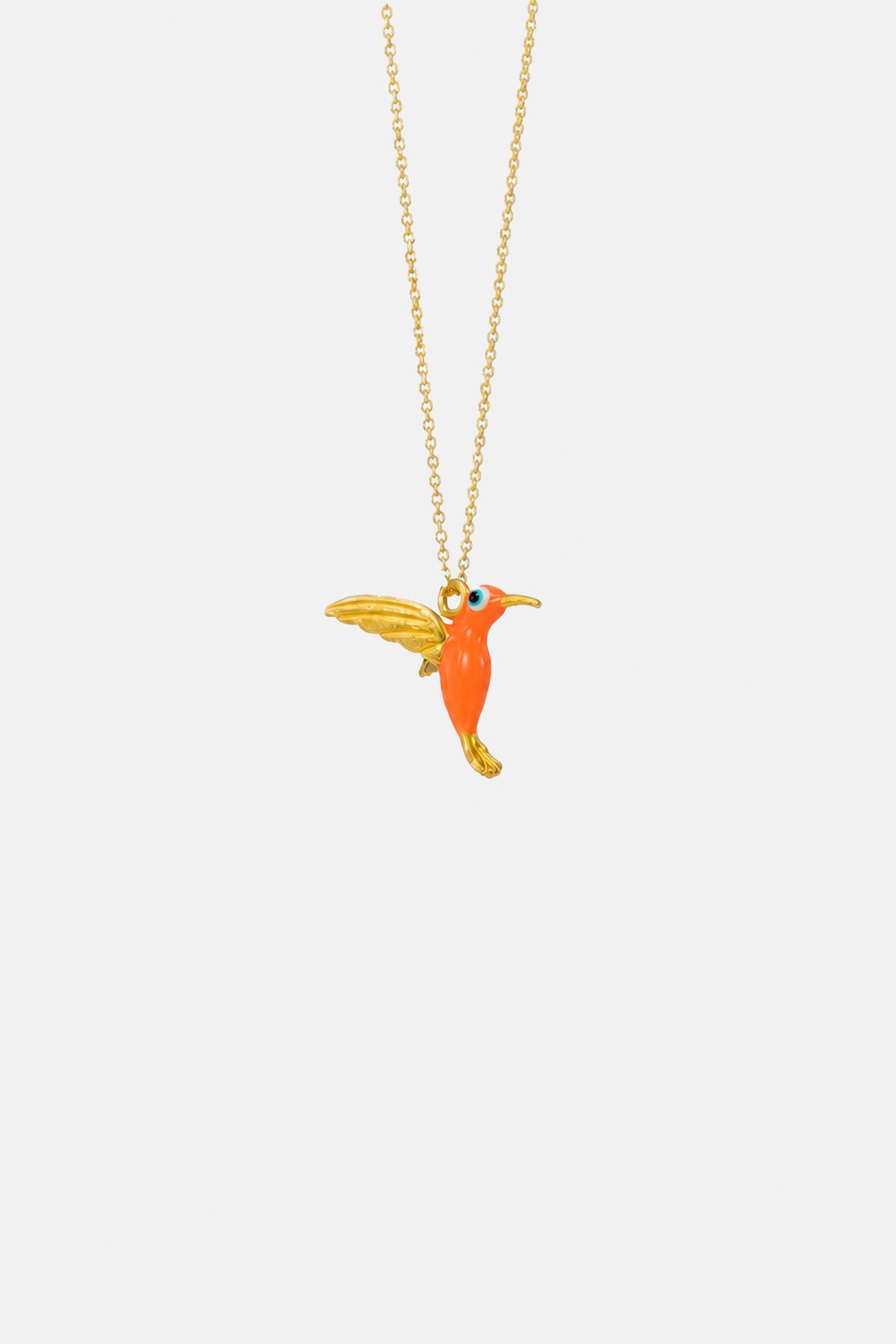 ENAMEL NECKLACE "HUMMINGBIRD" FLUO ORANGE