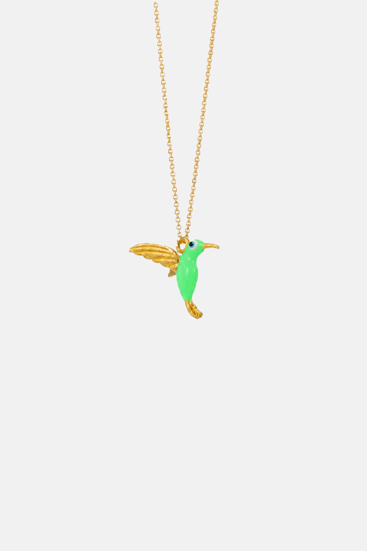 ENAMEL NECKLACE "HUMMINGBIRD" FLUO GREEN