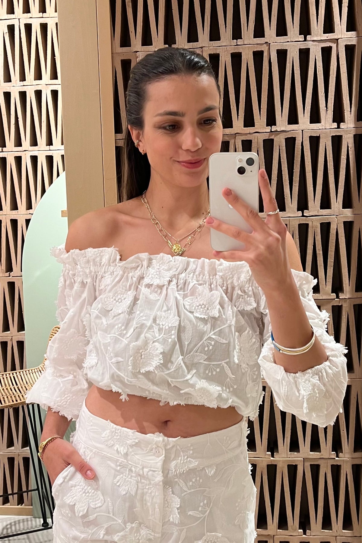 OFF SHOULDER CROP TOP "ALKMINI" WHITE