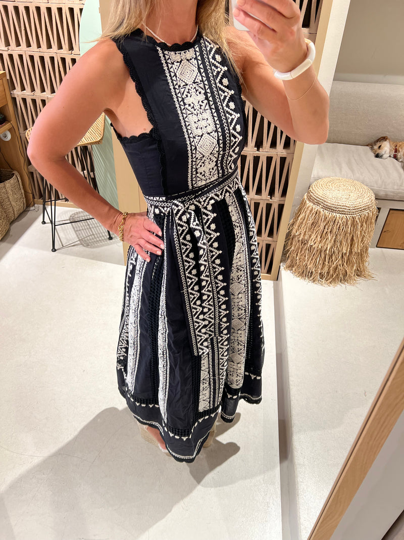 MIDI DRESS "JULIANNA" BLACK/WHITE