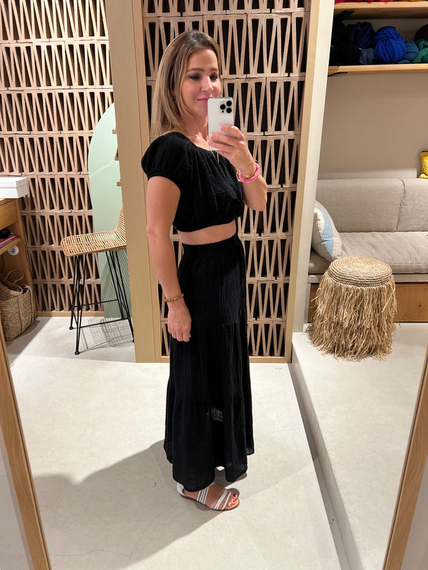 CROPPED CARMEN BLOUSE "ELENI" BLACK