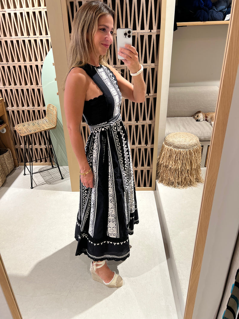 MIDI DRESS "JULIANNA" BLACK/WHITE