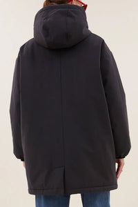 LONG PARKA WITH TEDDY LINING JET BLACK