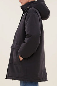 LONG PARKA WITH TEDDY LINING JET BLACK