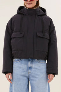 PARKA BOMBER JACKET WITH TEDDY LINING JET BLACK