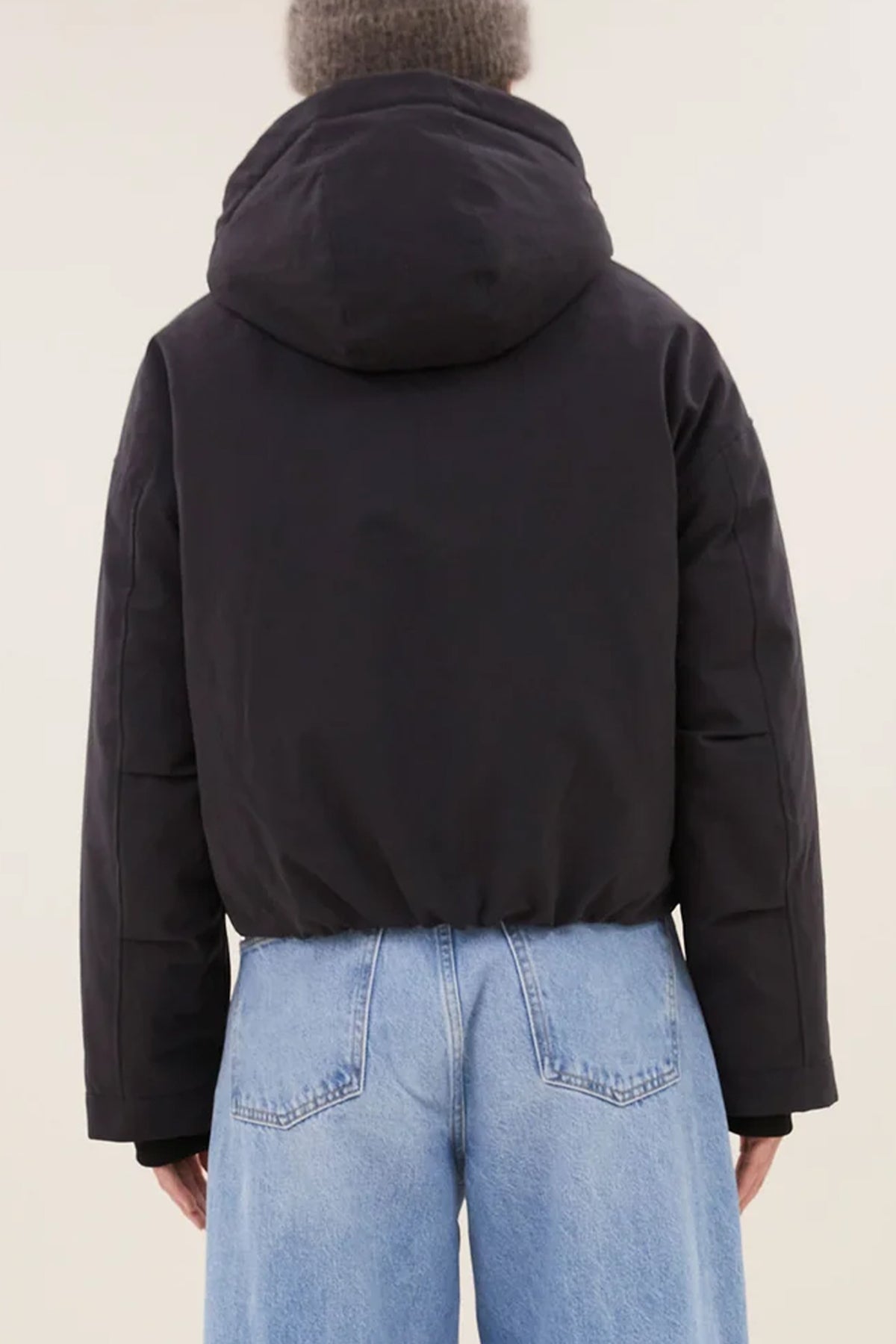 PARKA BOMBER JACKET WITH TEDDY LINING JET BLACK