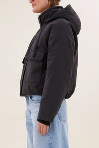 PARKA BOMBER JACKET WITH TEDDY LINING JET BLACK