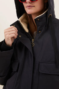 PARKA BOMBER JACKET WITH TEDDY LINING JET BLACK
