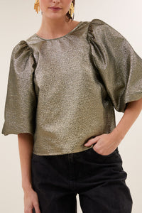 SHINY JACQUARD BLOUSE GOLD