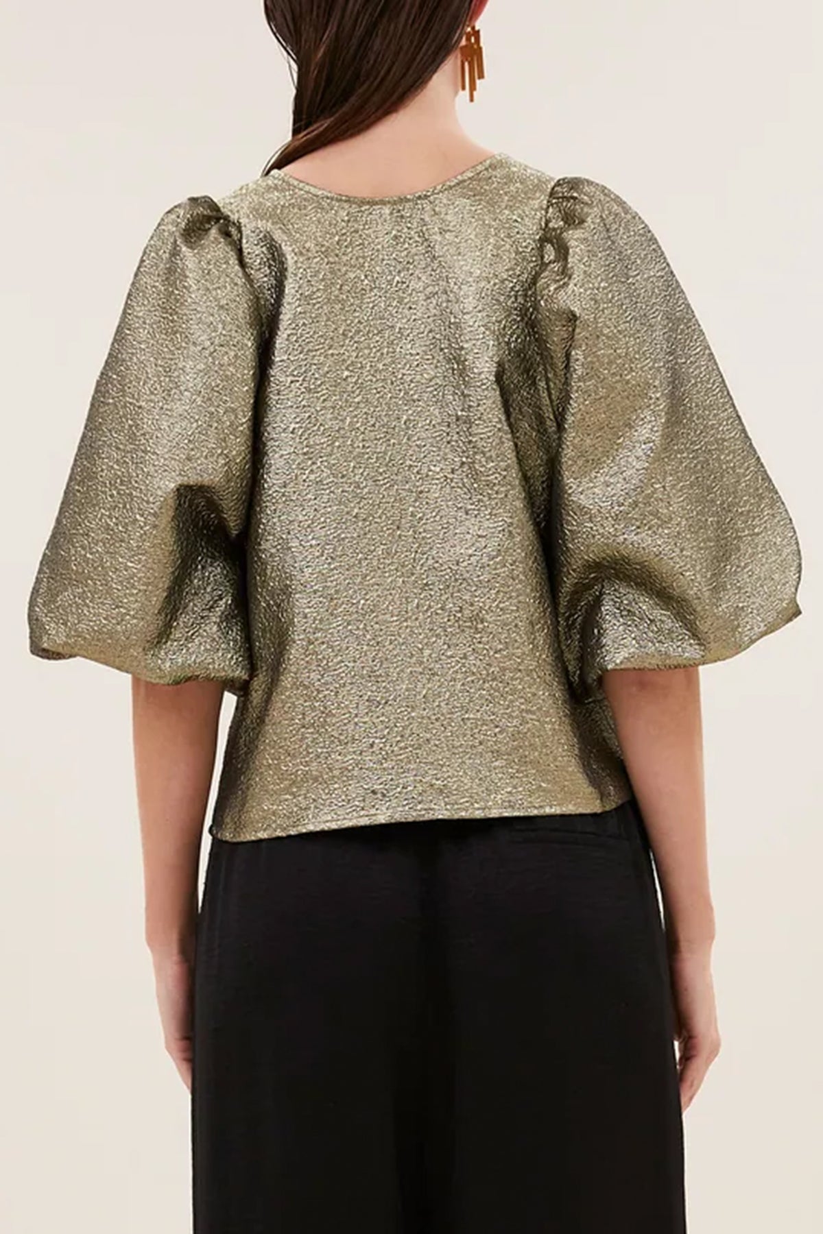SHINY JACQUARD BLOUSE GOLD