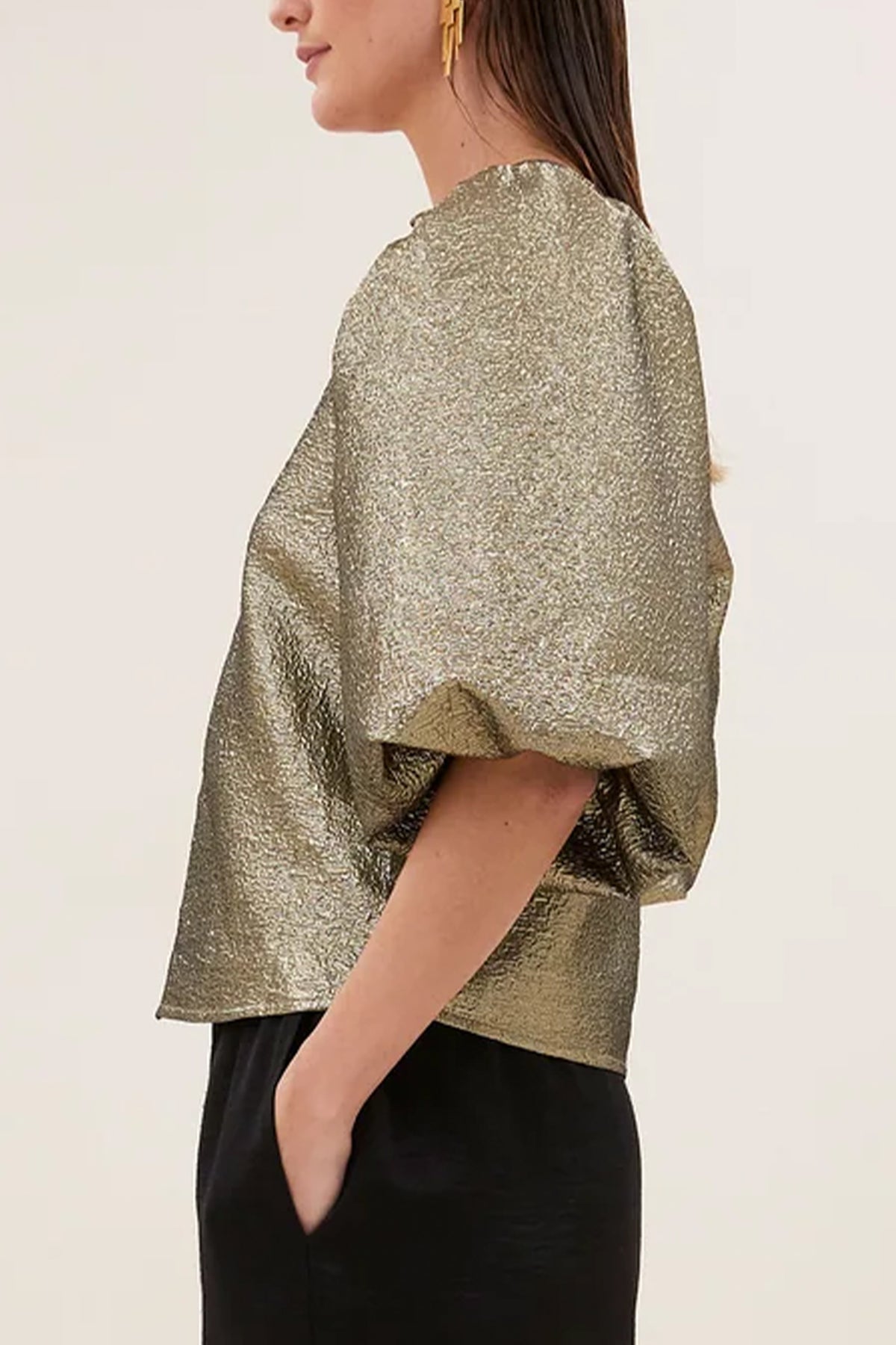 SHINY JACQUARD BLOUSE GOLD