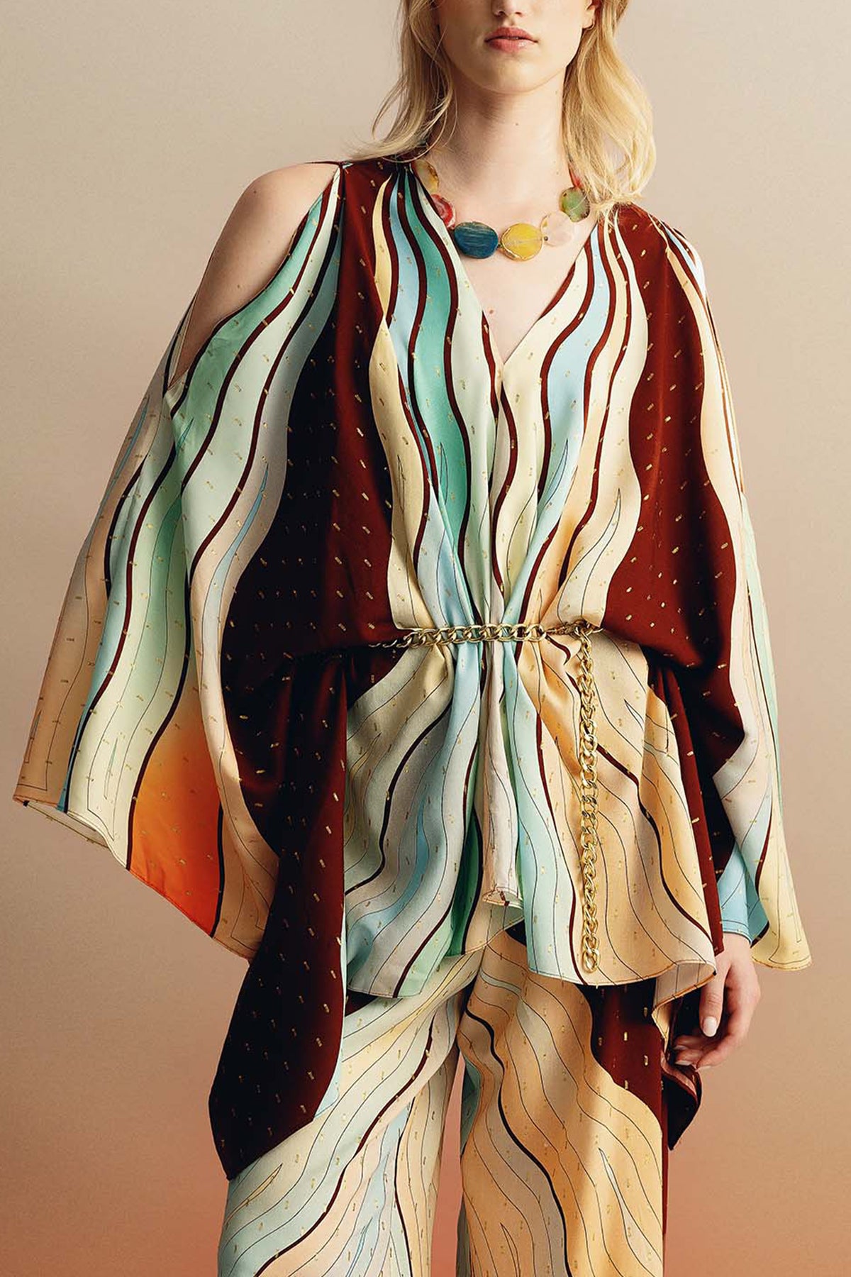 KAFTAN BLOUSE "ECUADOR" SUNSET/LUREX