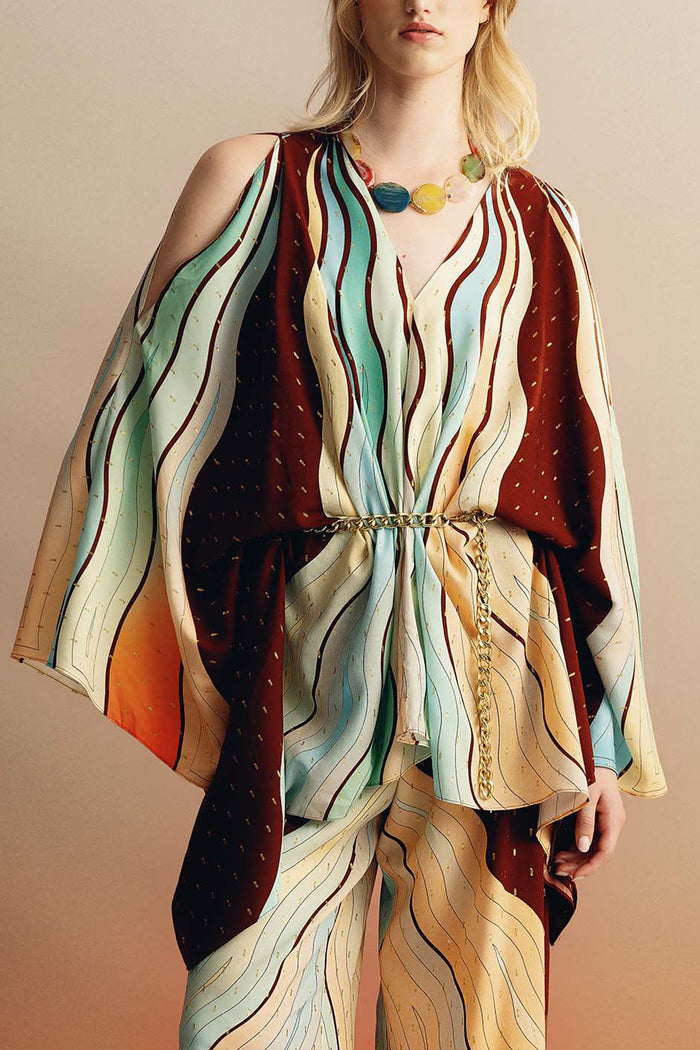 KAFTAN BLOUSE "ECUADOR" SUNSET/LUREX