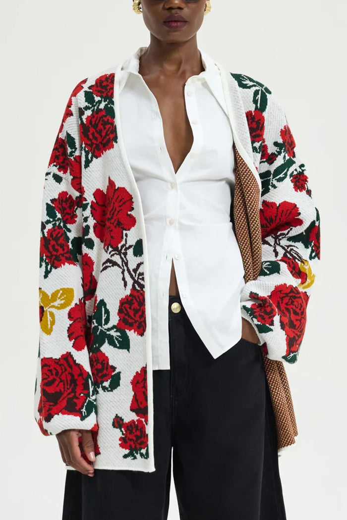 LONG OVERSIZED KNIT CARDIGAN MULTICOLOR