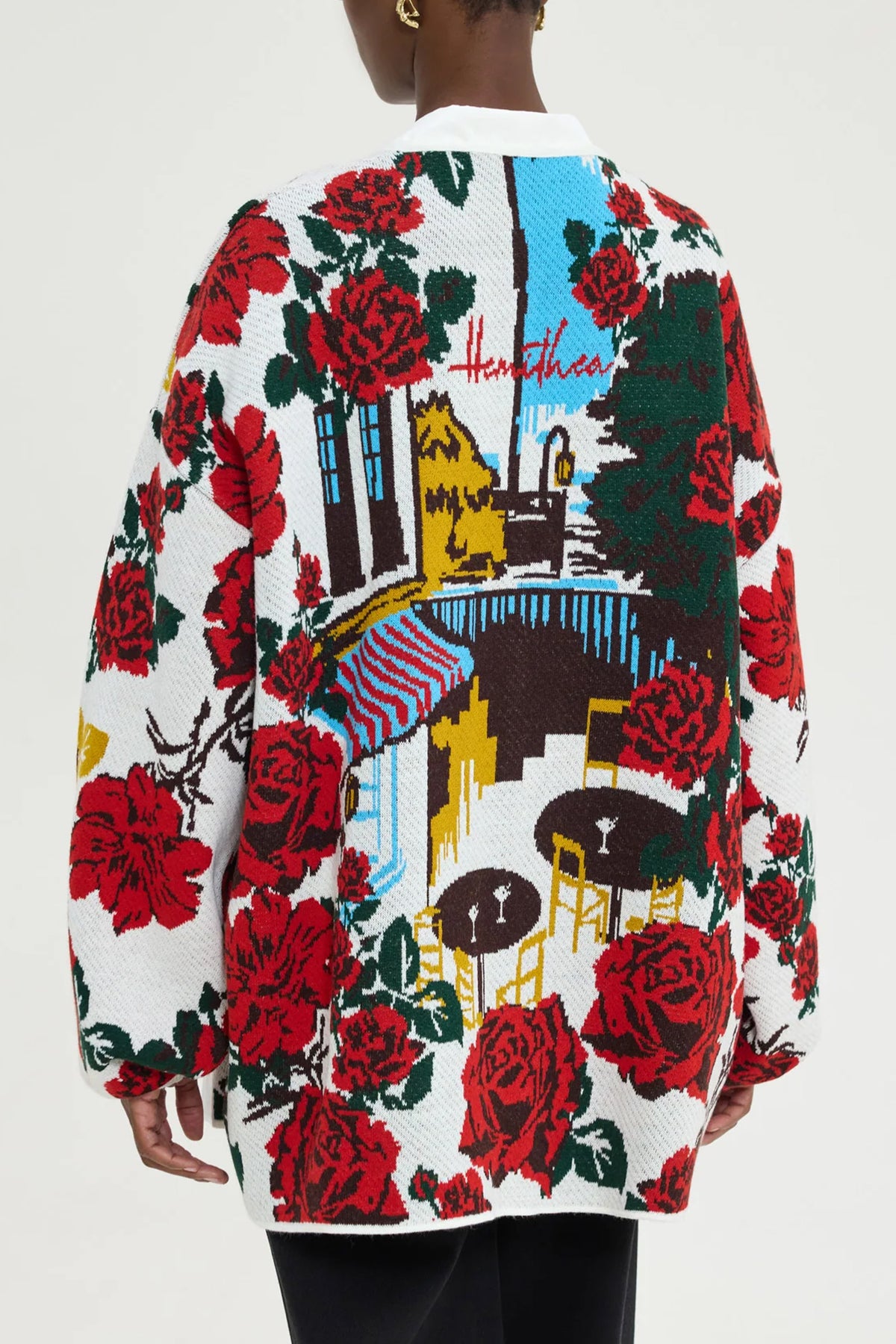 LONG OVERSIZED KNIT CARDIGAN MULTICOLOR